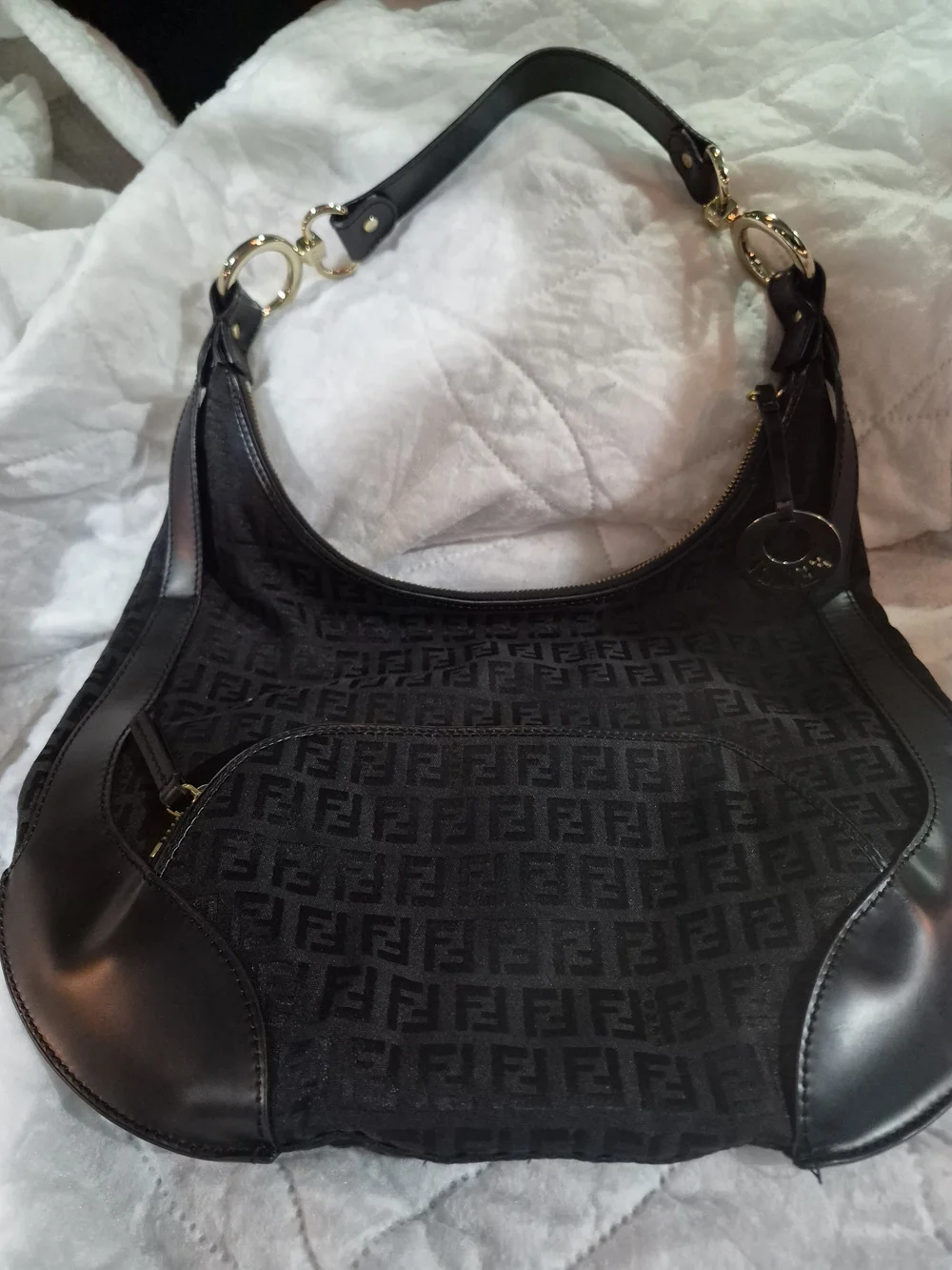 Fendi Black Zucchino Canvas Chef Hobo Bag - NWOT
